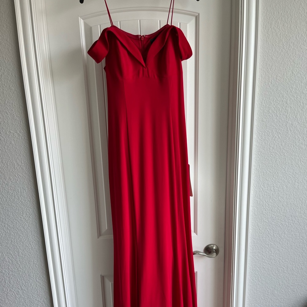 Adrianna Papell Off the Shoulder Jersey Mermaid Gown